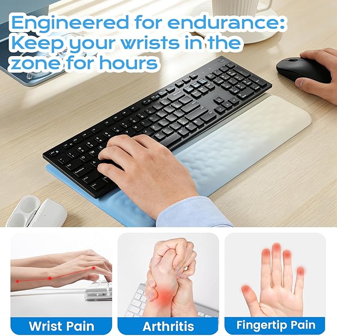 Keyboard Wrist Rest with Ergonomic Height - Computer Keyboard Stand & Soft Cushioned Pad for Wrist - Non-Slip Typing Support for Office, Gaming & Home(Gradient)