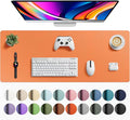 Aothia Faux Leather Desk Mat - Large Mouse Pad, Non-Slip PU Leather Blotter, Waterproof Writing Surface for Office and Home (Orange, 42" x 17")