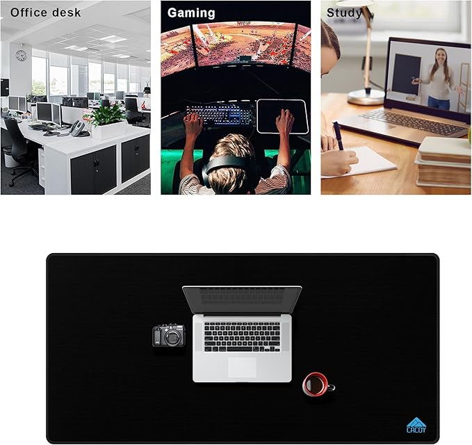 Cacoy 48'' x 24'' XXL Gaming Mouse Pad, Large Computer Mouse Pad, Special-Textured Surface Desk Mat, Non-Slip Rubber Base Desk Matt for Desktop with Stitched Edges, Extended Keyboard Mouse Mat, Black