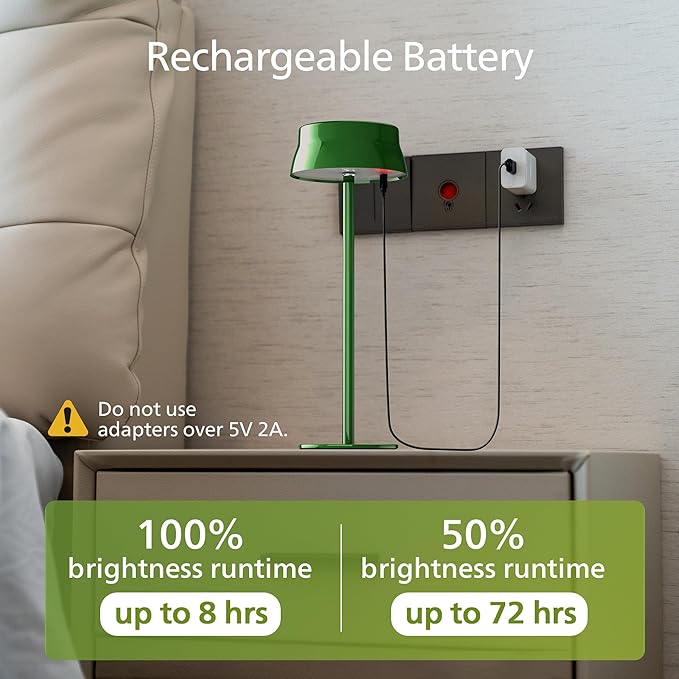 Philips Cordless Table Lamp, Portable Outdoor LED Desk Light,Rechargeable Battery Operated, 2 Adjustable Height, Touch Control & 3 Color Stepless Dimming, Waterproof Lamps for Restaurant/Bedroom