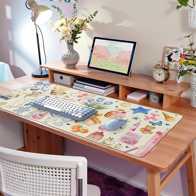 iCasso Extra Large Mouse Pad, Desk Pad Mat,Office Matt for Desktop Protector, Anti-Slip XXL Big Mousepad with Stitched Edges for Laptop Computer Keyboard (Yellow)