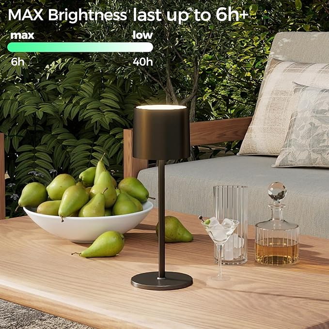 2-Pack Cordless Table Lamp, Portable LED Desk Lamps, 2 Adjustable Height, 4400mAh Battery Powered Rechargeable Light, 3 Color Stepless Dimming, for Restaurant, Bedroom, Outdoor Camping