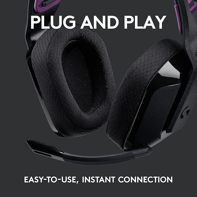 Logitech G535 Lightspeed Wireless Gaming Headset - Lightweight on-Ear Headphones, flip to Mute mic, Stereo, USB Rechargeable - Black