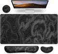 Gimars 4 in 1 Mouse Pad and Keyboard Wrist Rest Set, Large Mouse Pad with Memory Foam Wrist Support Pad for Desk with Coaster, Easy Typing, Gaming Office Home 31.5x12 in, Topographic Map