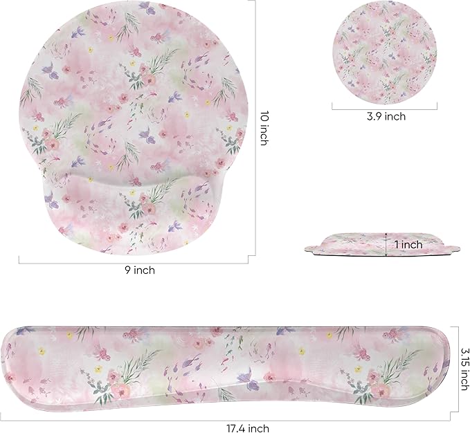 Ergonomic Keyboard Mouse Pad Wrist Rest Support Set for Laptop/Computer/Desktop,Memory Foam Hand Rest Wrist Cushion for Gaming/Office,Lightweight Comfortable (Little Goldfish)
