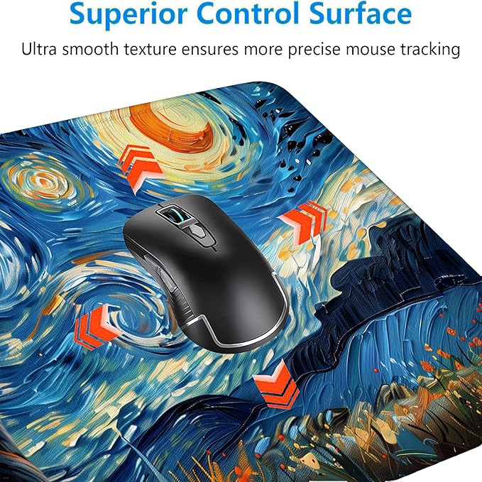 Starry Sky Black Cat Gaming Mouse Pad Starry Night Cute Cartoon Extended Gaming Mouse Pad Mat with Stitched Edge Non-Slip Base Big Mouse Pad 31.5"x11.8" Office Computer Keyboard Laptop Home