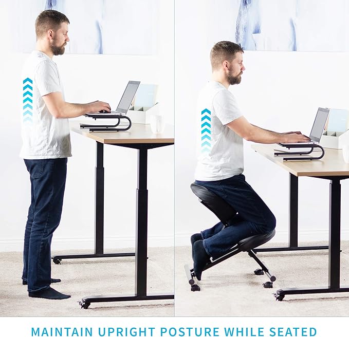 Ergonomic Kneeling Chair, Adjustable Stool for Home and Office - Improve Your Posture with an Angled Seat - Thick Comfortable Moulded Foam Cushions - Brake Casters