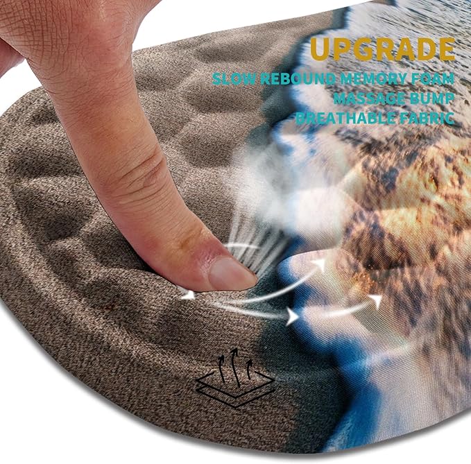 Hokafenle Ergonomic Mouse Pad Wrist Support, Wrist Rest Mousepad for Carpal Tunnel with Integrated Memory Foam Slope Massage Bulge (11.8x7.9 inch,Beach Sunset)
