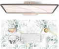 QIYI Large Mouse Pad for Desk, Cute Desk Mat for Desktop, Women Girls Green Office Décor Desk Accessories, PU Leather Waterproof Gaming Mousepad, Eucalyptus Leaf Desk Pad Computer Mat, 31.5" x 15.7"