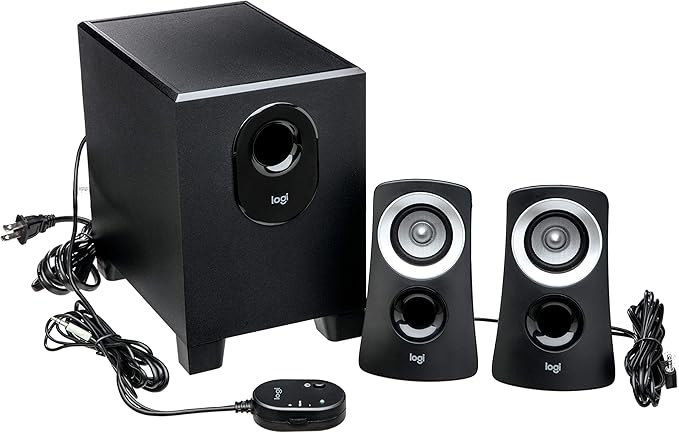 Logitech Z313 2.1 Multimedia Speaker System with Subwoofer, Full Range Audio, 50 Watts Peak Power, Strong Bass, 3.5mm Audio Inputs, PC/PS4/Xbox/TV/Smartphone/Tablet/Music Player - Black
