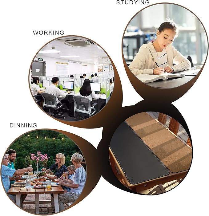 MAIDERN Leather Desk Mat, XXL 78.7” x 15.7” Reversible Large Desk Pad Mat, Cork & Leather Large Mouse pad for Desk, Waterproof Computer Desk Mat for Gaming Home Office (Black)