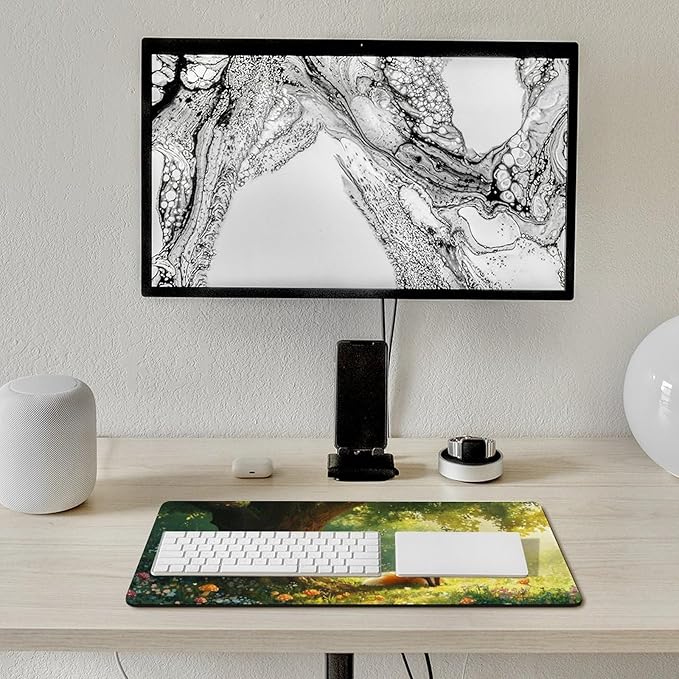 Cute Fox Mouse Pad, Large Extended Desk Mat 30x60cm (12"x24"), Forest Animal Gaming Mousepad with Non-Slip Rubber Base, Stitched Edges, Water-Resistant for Office Home