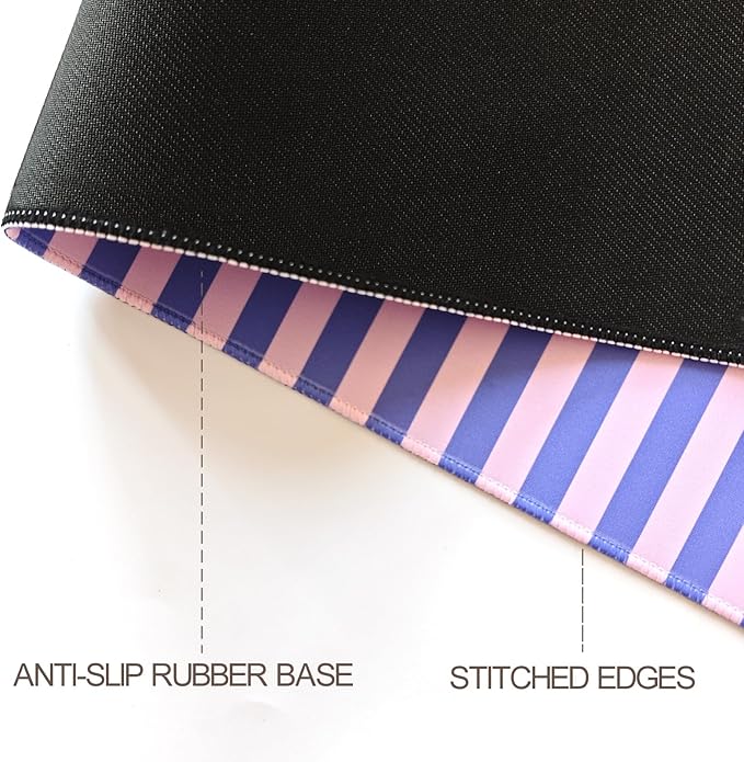 Blue Pink Striped Desk Mat Cute Pastel XXL Large Gaming Mouse Pad Desk Pad Kawaii Aesthetic Home Office Decor Cozy Keyboard Laptop Computer Mat