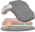 2-in-1 Ergonomic Set, Wave Keyboard Wrist Rest and Massage Slope Mouse Pad Wrist Support, Rebound Memory Foam for Ergonomic Comfort (Dark Grey)