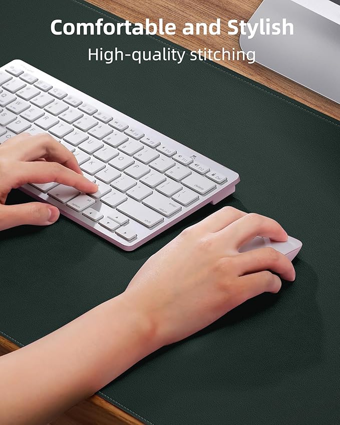 Leather Desk Pad Protector - 48" x 17" Non-Slip PU Leather Large Mouse Pad, Waterproof Desk Blotter Mat for Office and Home (Dark Green)