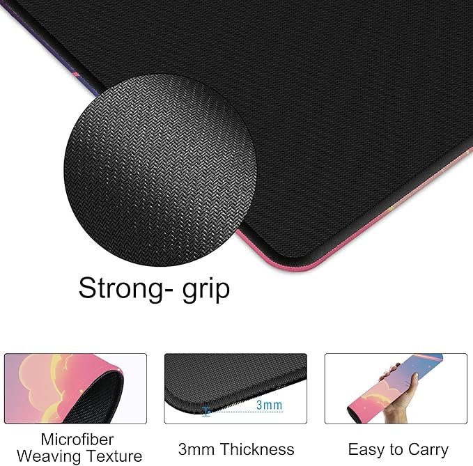 Large Mouse Pad 35.4x15.7 Inch Dreamy Cat Gaming Desk Mat with Non-Slip Rubber Base, Stitched Edges for Gaming,Office