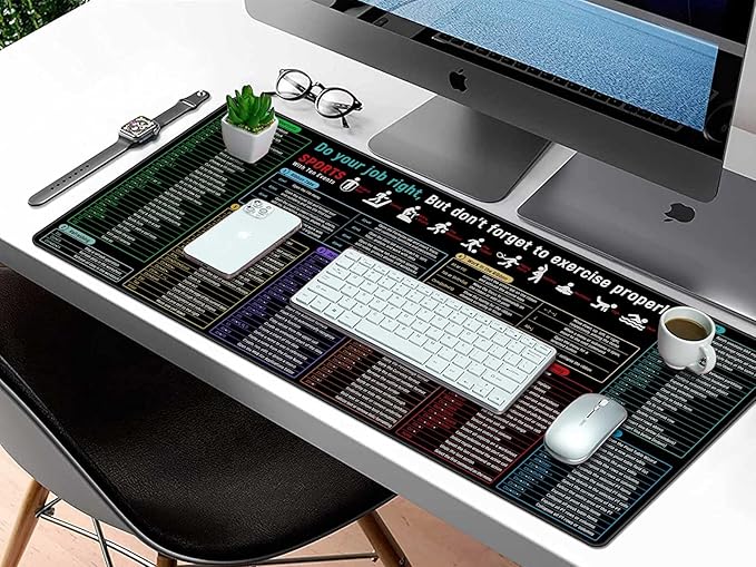Large Mouse Pad With Excel Shortcuts Cheat Sheet, Excel Tips Desk Mat, XXL Gaming Mousepad Keyboard Pad, Office Accessories for Computer, Mac, PC and Laptop