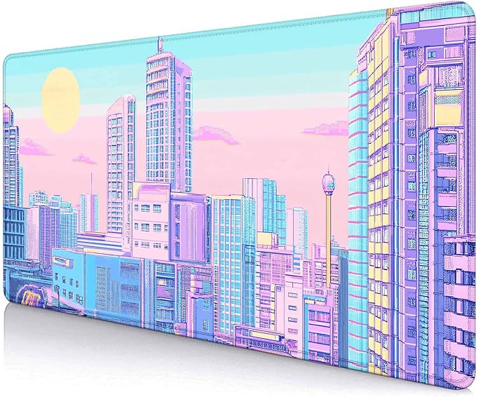 Vaporwave Tokyo City Desk Mat, Kawaii Extended Mouse Pad Gaming for Laptop, XL Anime Aesthetic Scenery Desktop Mat, Large Mousepad, Large Desk Pad for Men Women Office Decor 35.4 x 15.7 in
