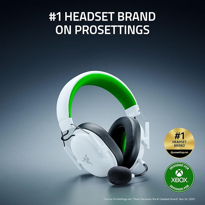 Razer BlackShark V3 X HyperSpeed Wireless Gaming Headset for Xbox: 50mm Drivers - Cardioid Mic - 2.4 GHz, Bluetooth - Works with PC, Mac, Nintendo Switch, Smartphone - Long Battery Life - White