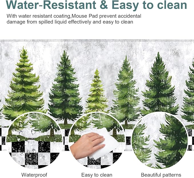 Christmas Tree Extended Gaming Mouse Pad 35.4x15.7Inch Large Desk Mat Anti-Slip Rubber Base & Durable Stitched Edges for Gamers Smooth Mouse Writing Surface for Desk Office/Home