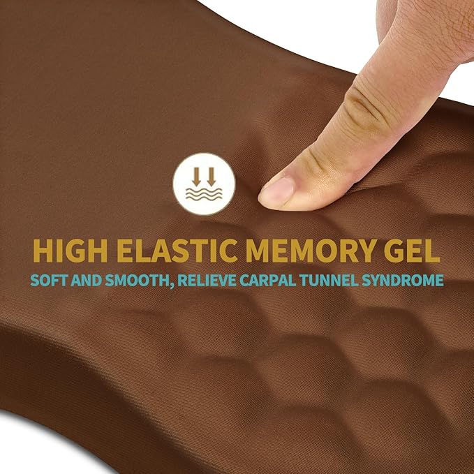 Hokafenle Ergonomic Mouse Pad Wrist Support with Massage Design, Wrist Rest Mousepad with Memory Foam&Non-Slip PU Base, Mouse Pads for Wireless Mouse & Desk (12x8 inch,Brown)