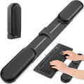 Adjustable Keyboard Wrist Rest, Extendable 16.57" to 25.17" Length & -30° to 30° Angle, Foldable Ergonomic Memory Foam Support for PC, Laptop, Gaming & Office, Waterproof PU Leather, Black