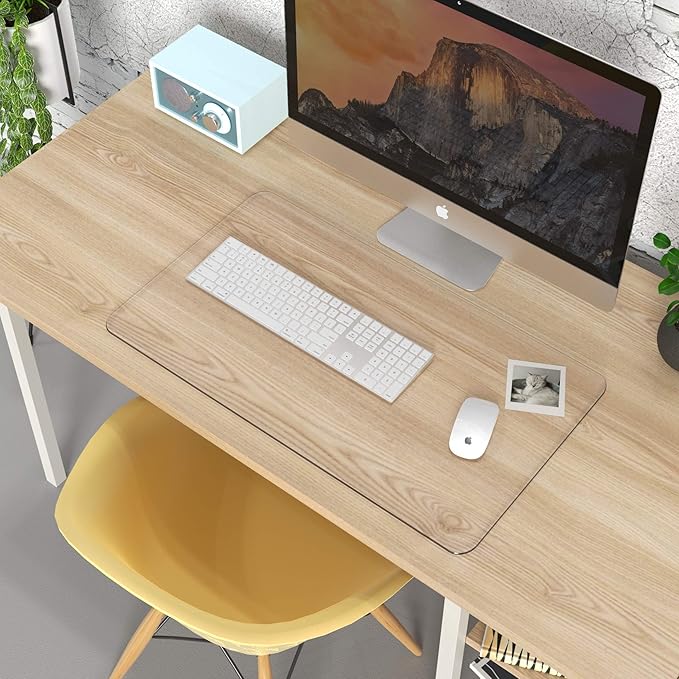 Oterri Clear Writing Desk Pad, 23.6’’x13.7” Heat Resistant Waterproof PVC Round Edge Durable Desk Protect Mat, Anti-Static Writing Mat Table Protector