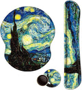 ARTSO Ergonomic Mouse Pad with Wrist Rest, Comfortable Keyboard Wrist Rest, Memory Foam Mousepad for Computer Keyboard, Mouse Pad Set for Easy Typing & Comfort, Starry Sky Oil Painting