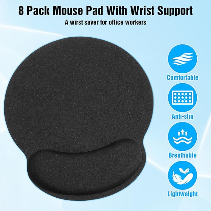 8PCS mouse pad with wrist support ergonomic mouse pad with wrist rest gel waterproof surface mouses pads wrists rest for desk Portable Comfortable Mousepad for Computer,Laptop,Non-Slip Base