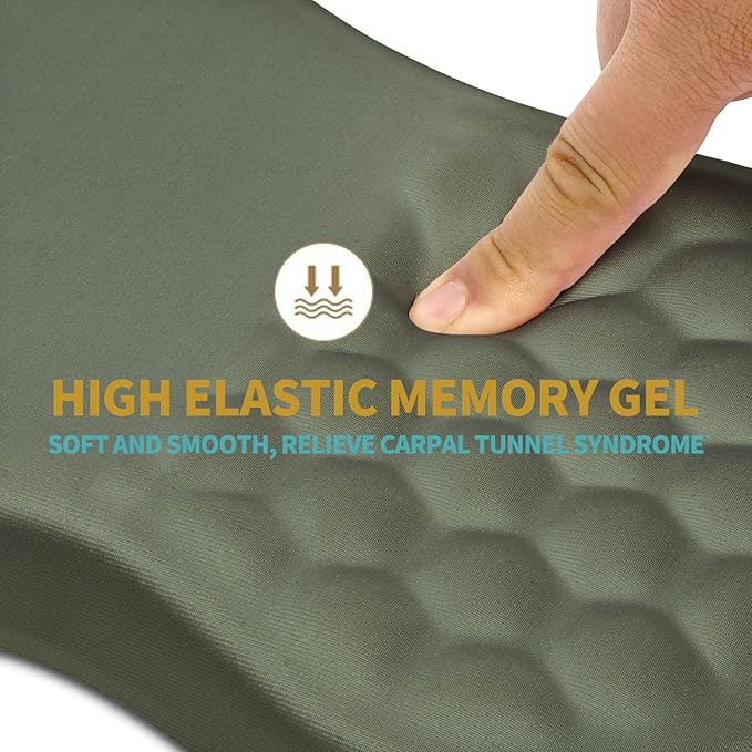Hokafenle Ergonomic Mouse Pad Wrist Support with Massage Design, Wrist Rest Mousepad with Memory Foam&Non-Slip PU Base, Mouse Pads for Wireless Mouse & Desk (12x8 inch,Olive Green)