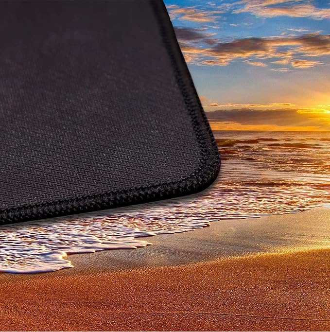 Large Extended Gaming Mouse Pad with Stitched Edges, Non-Slip Waterproof Rubber Base Mouse Pad for Office, Computer, Keyboard, Laptop and Home Desk Pad 35.4 x 15.7 x 0.12 Inch (Beach At Sunset)