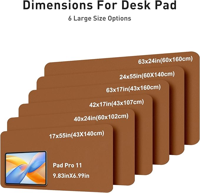 Aothia Faux Leather Desk Mat - Large Mouse Pad, Non-Slip PU Leather Blotter, Waterproof Writing Surface for Office and Home (Brown, 42" x 17")