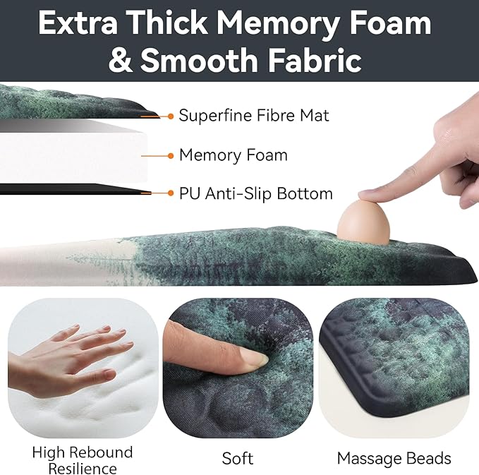 Ospelelf Mousepad with Wrist Rest Ergonomic Computer Comfortable Wrist Support Mouse Pad Green Forest Pattern