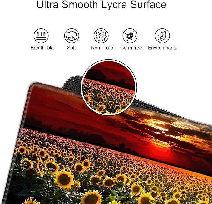 XXXL Mouse Pad Gaming 48x24 Extra Large Mousepad Huge Full Desk Mat Oversized Desk Pad Sunflower Sunset Marble Mouse Mat Giant Computer Mat for Protector Desktop