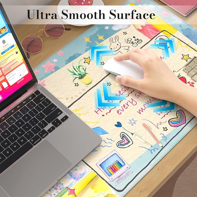 iCasso Extra Large Mouse Pad, Desk Pad Mat,Office Matt for Desktop Protector, Anti-Slip XXL Big Mousepad with Stitched Edges for Laptop Computer Keyboard(Blue)
