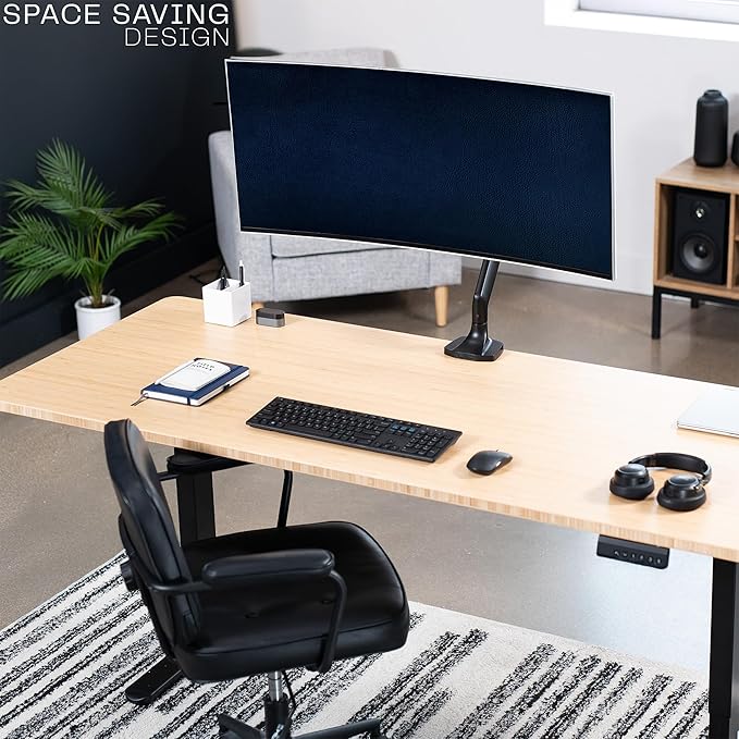VIVO Premium Aluminum Heavy Duty Single Monitor Arm for Ultrawide Monitor up to 40 inches and 30 lbs, Desk Mount Stand, Pneumatic Height, Max VESA 100x100, Black, STAND-V110Q
