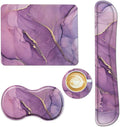 AIMSA Keyboard Wrist Rest Support + Mouse Pad + Mouse Wrist Rest + Coaster, Ergonomic Memory Foam Anti-Slip Rubber Base 4 PCS Set Easy Typing Pain Relief, Purple Marble