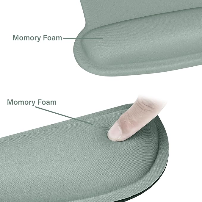MOSISO Wrist Rest Support for Mouse Pad & Keyboard Set, Ergonomic Mousepad Non-Slip Base Home/Office Easy Typing Cushion with Neoprene Cloth & Raised Memory Foam, Antique Green