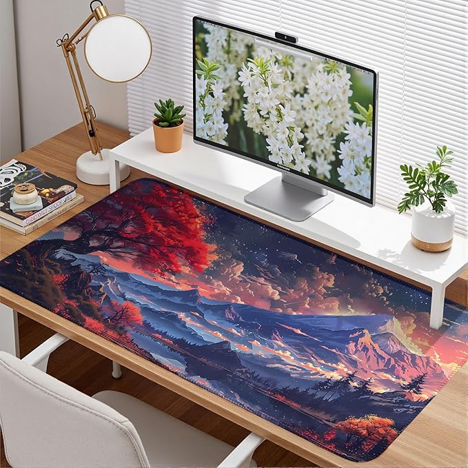Japanese Mouse Pad Mt Fuji Desk Pad Mat Floral Mousepad XXL Desk Decor Office Decor Accessory Gaming Mouse Pad Cute Computer Laptop Keyboard Mat