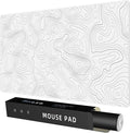 Extra Large Gaming Mouse Pad with White Topographic, XXL Mousepad, Big Mouse Mat Desk Pad, Non Slip Keyboard Pad for Gaming Computer Laptop PC Office Desk Accessories