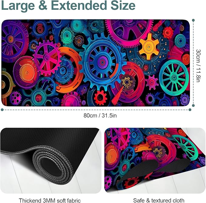 Bearing Extended Gaming Mouse Pad 31.5x11.8inches Large Desk Mat Anti-Slip Rubber Base & Durable Stitched Edges for Gamers Smooth Mouse Writing Surface for Desk Office/Home