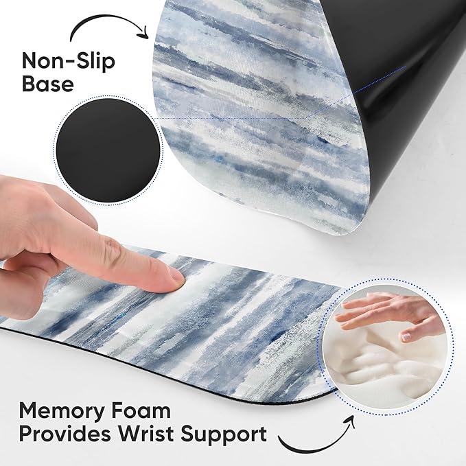 Ergonomic Keyboard Mouse Pad Wrist Rest Support Set for Laptop/Computer/Desktop,Memory Foam Hand Rest Wrist Cushion for Gaming/Office,Lightweight Comfortable (Ink Painting)