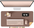 YSAGi Double-Sided Desk Pad, 23.6"x13.7"Leather Desk Mat, Eco Cork Desk Pad Protector,Large Mouse Pad,Waterproof Desk Blotter for Office/Home(Chocolate)