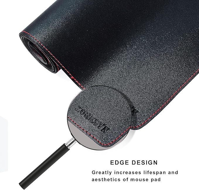 ZORESYN Large PU Leather Desk Mat Black 51.2x27.6 Inches, Waterproof Gaming Mouse Pad with Non-Slip Suede Base, Office Desk Protector & Writing Surface for Home