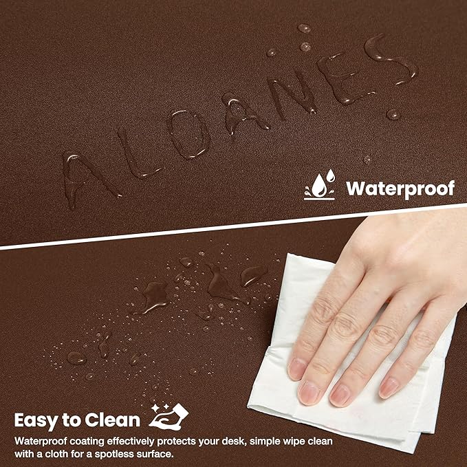 ALOANES Waterproof Mouse Pad with Durable Stitched Edge, Large Gaming Keyboard Pad, Non-Slip Rubber Base Mouse Mat, Extended Desk pad for Gamer, Office & Home, Brown Mousepad 27.6"x11.8"x0.12"