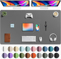 Aothia Faux Leather Desk Mat - Large Mouse Pad, Non-Slip PU Leather Blotter, Waterproof Writing Surface for Office and Home (Grey, 63" x 24")