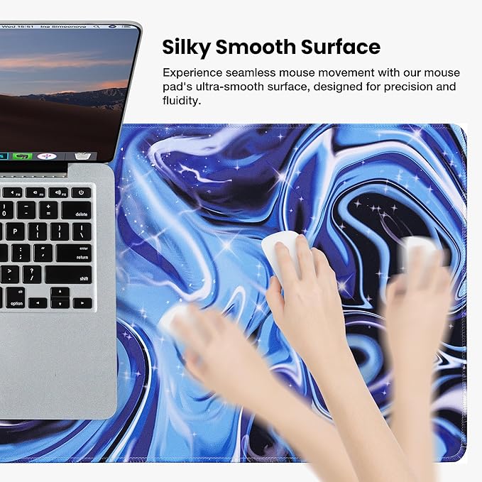 ALOANES Waterproof Mouse Pad with Durable Stitched Edge, Large Gaming Keyboard Pad, Non-Slip Rubber Base, Extended Desk pad for Gamer, Office & Home, Fluid Mousepad 31.5''x 11.8''x 0.12''