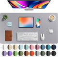 Aothia Faux Leather Desk Mat - Large Mouse Pad, Non-Slip PU Leather Blotter, Waterproof Writing Surface for Office and Home (Light Grey, 40" x 24")