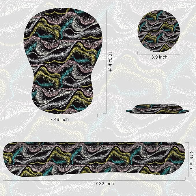 Wrist Rest Support for Mouse Pad Keyboard Set Circle Coaster Gaming Mouse Pad Ergonomic Gel Memory Foam Set for Computer, Laptop, Office, Comfortably Typing New KM-41