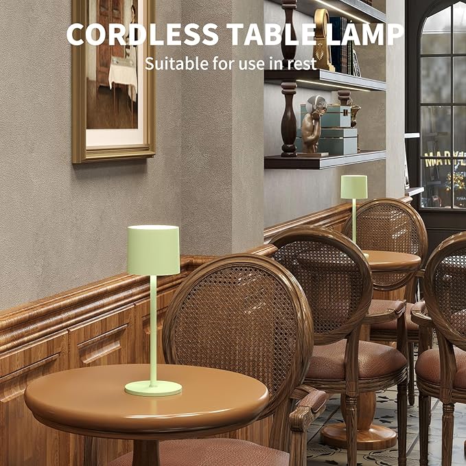 2-Pack Cordless Table Lamp, Portable LED Desk Lamps, 2 Adjustable Height, 4400mAh Battery Powered Rechargeable Light, 3 Color Stepless Dimming, for Restaurant, Bedroom, Outdoor Camping